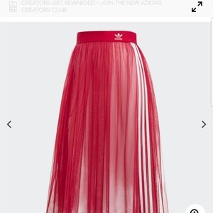 Adidas Red Pleated Maxi Skirt And Biker Shorts